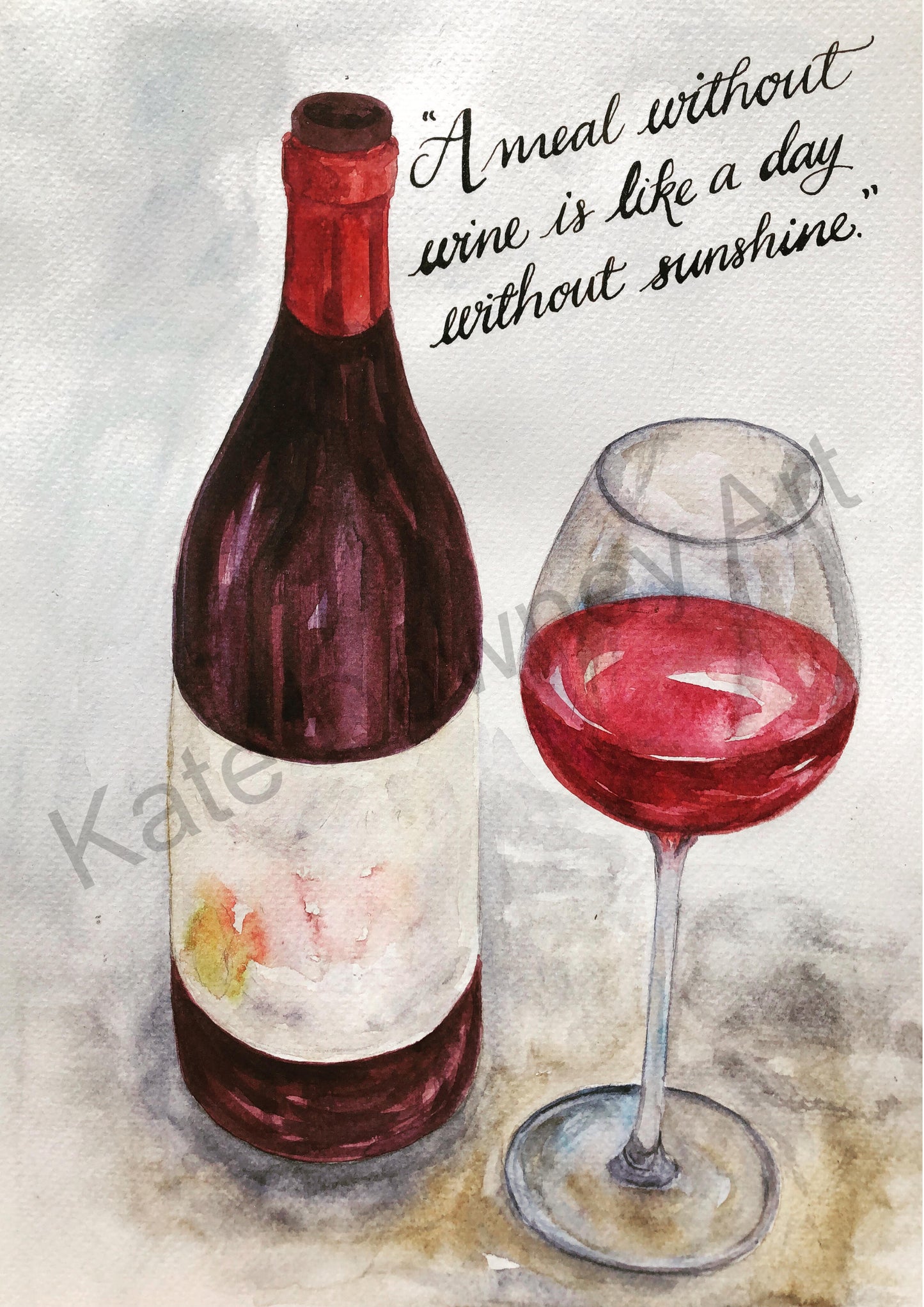 'A meal without wine is like a day without sunshine' Digital Print