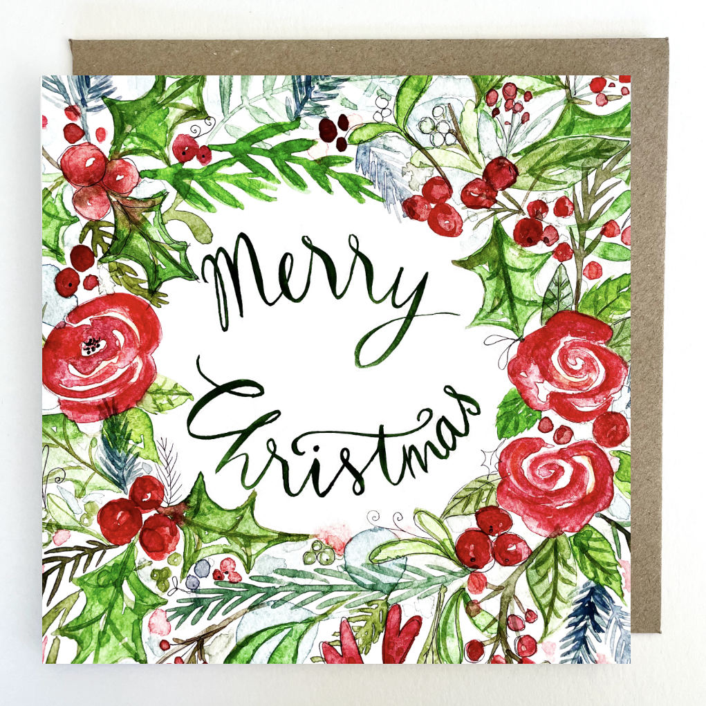 C05 Festive Wreath, Merry Christmas Greetings Card