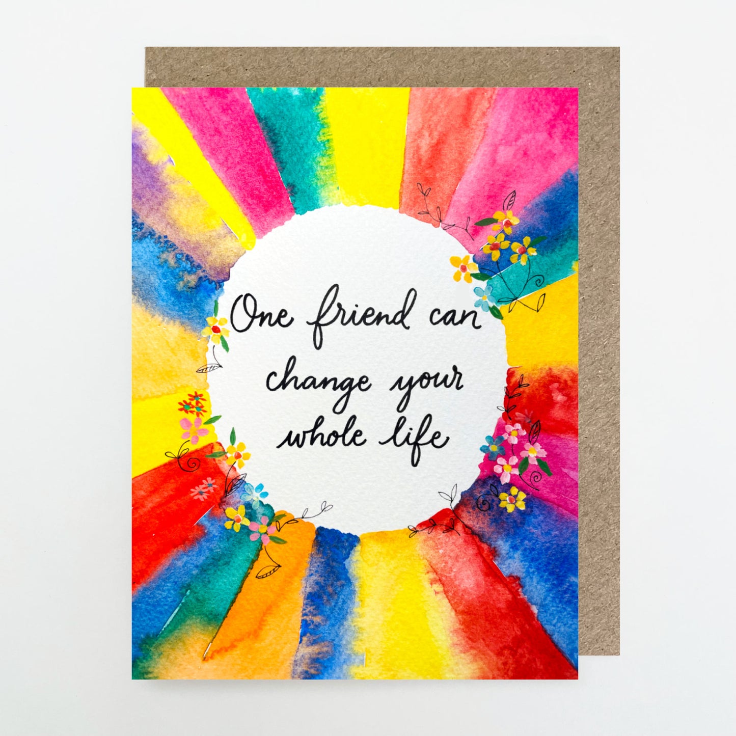 D195 'One friend can change your whole life' Rainbow Ring, Dinky Greetings Card