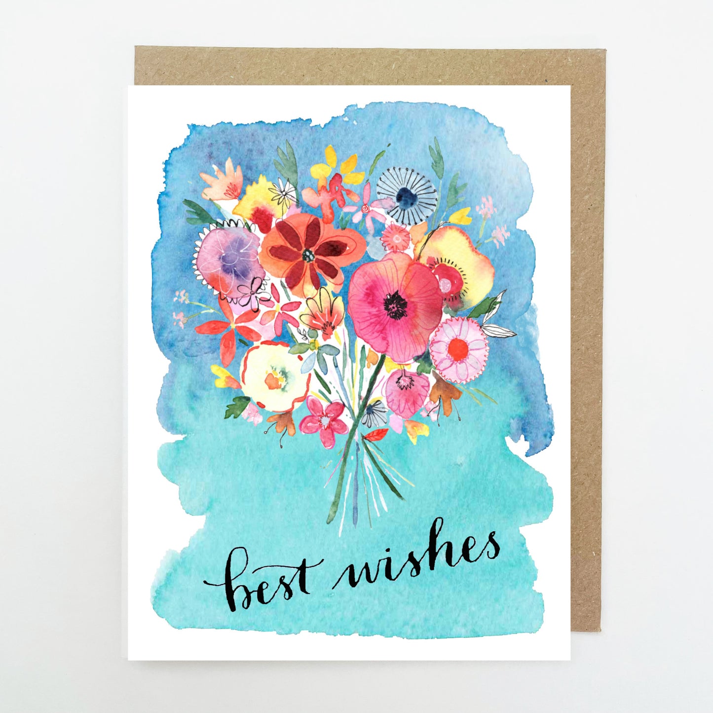 D196. Floral Bunch, Best Wishes Dinky Greetings Card