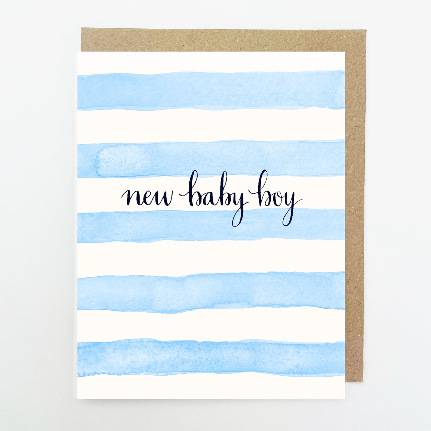 D254. Blue Stripe, New Baby Boy Dinky Greetings Card
