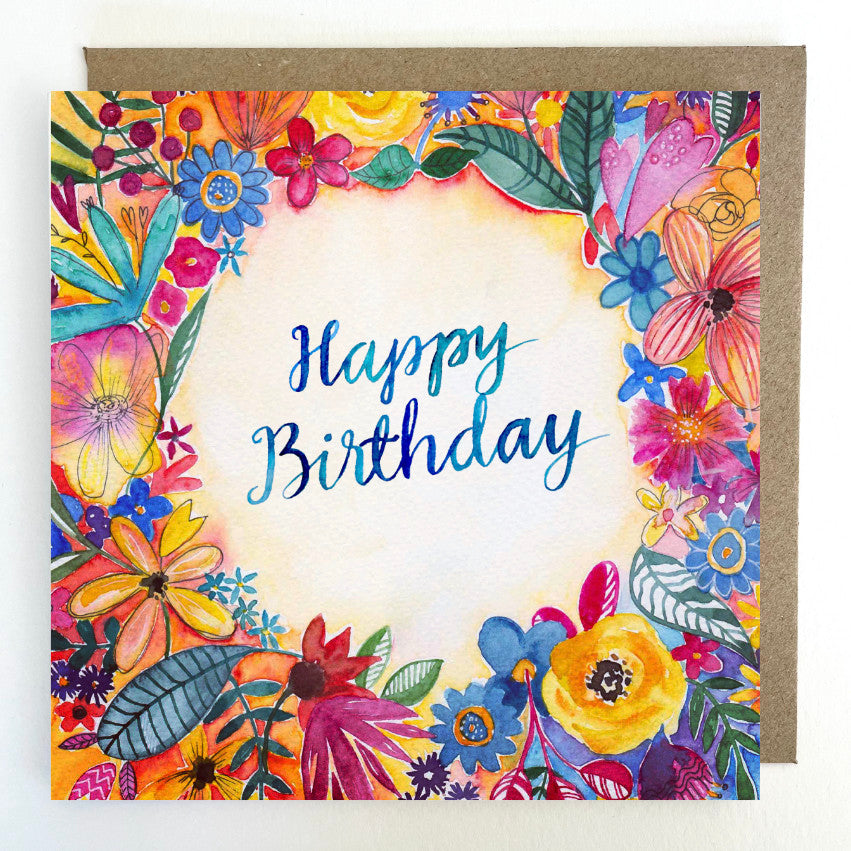 K10 Bright Floral Happy Birthday Greetings Card