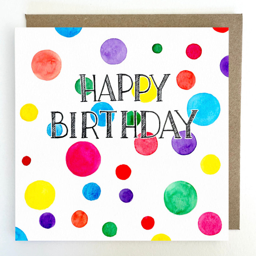 K113 Happy Birthday Rainbow Spots Greetings Card
