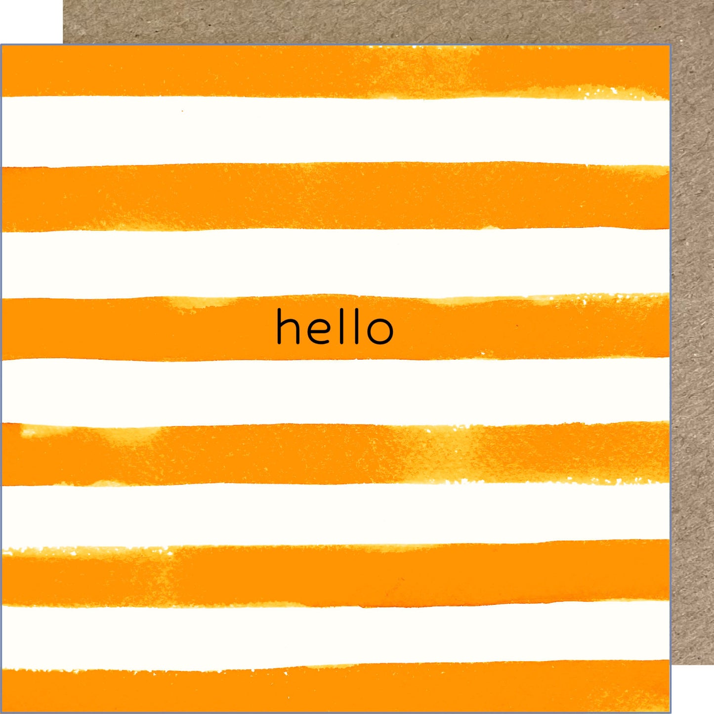 K121 'Hello' Orange Stripes Greetings Card