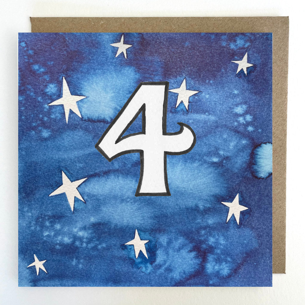 K150 Night Sky Stars Age 4 Greetings Card