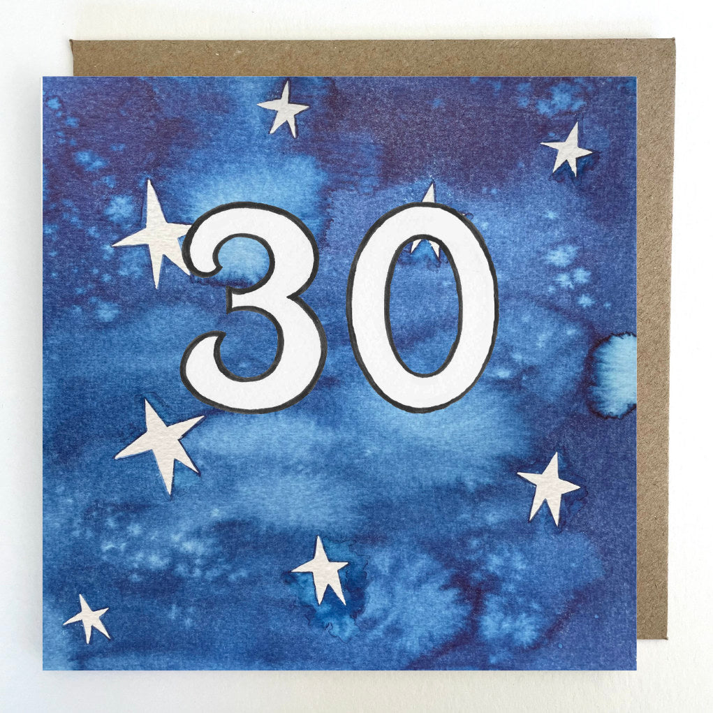 K153 Night Sky Stars Age 30 Greetings Card
