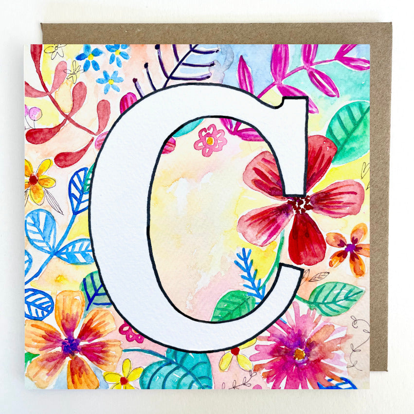 K197 'C' Bright Floral Greetings Card