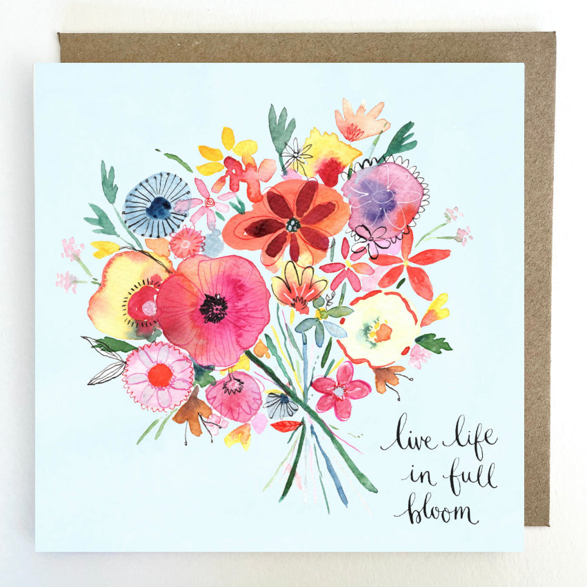 K247 Floral Bunch, Live Life in Full Bloom Greetings Card