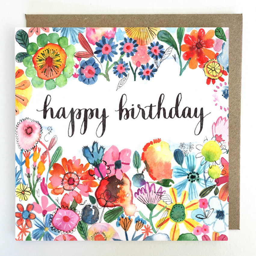 K258 Floral Jungle Happy Birthday Greetings Card