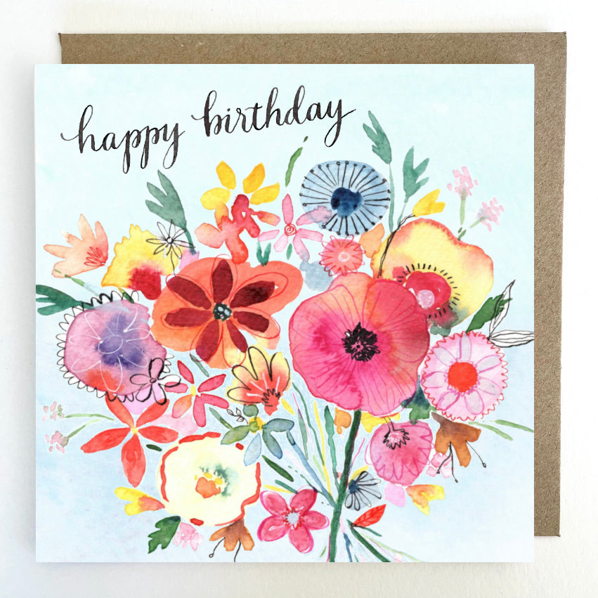 K265. Floral Bunch, Happy Birthday Greetings Card