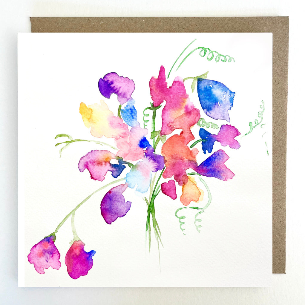 K35 Sweet Peas Greetings Card