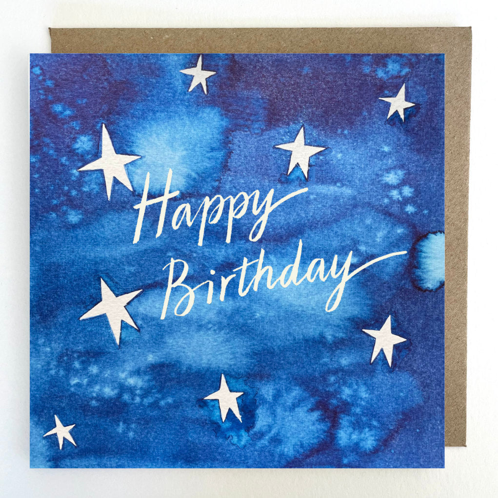 K42 Night Sky Stars Happy Birthday Greetings Card