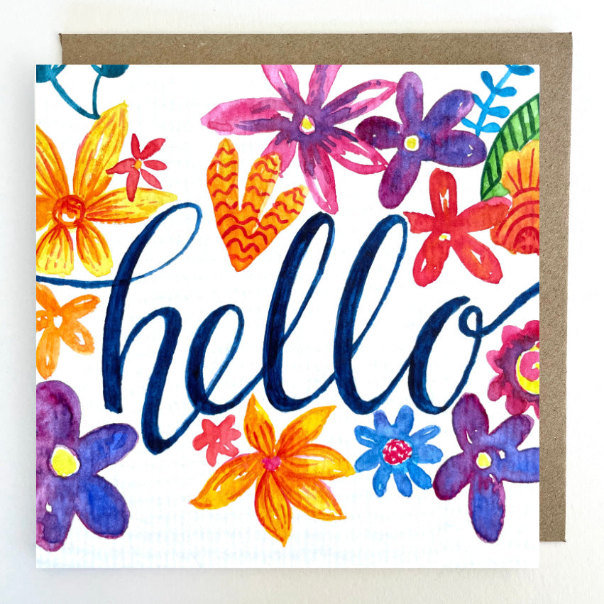 K55 Floral Hello Greetings Card