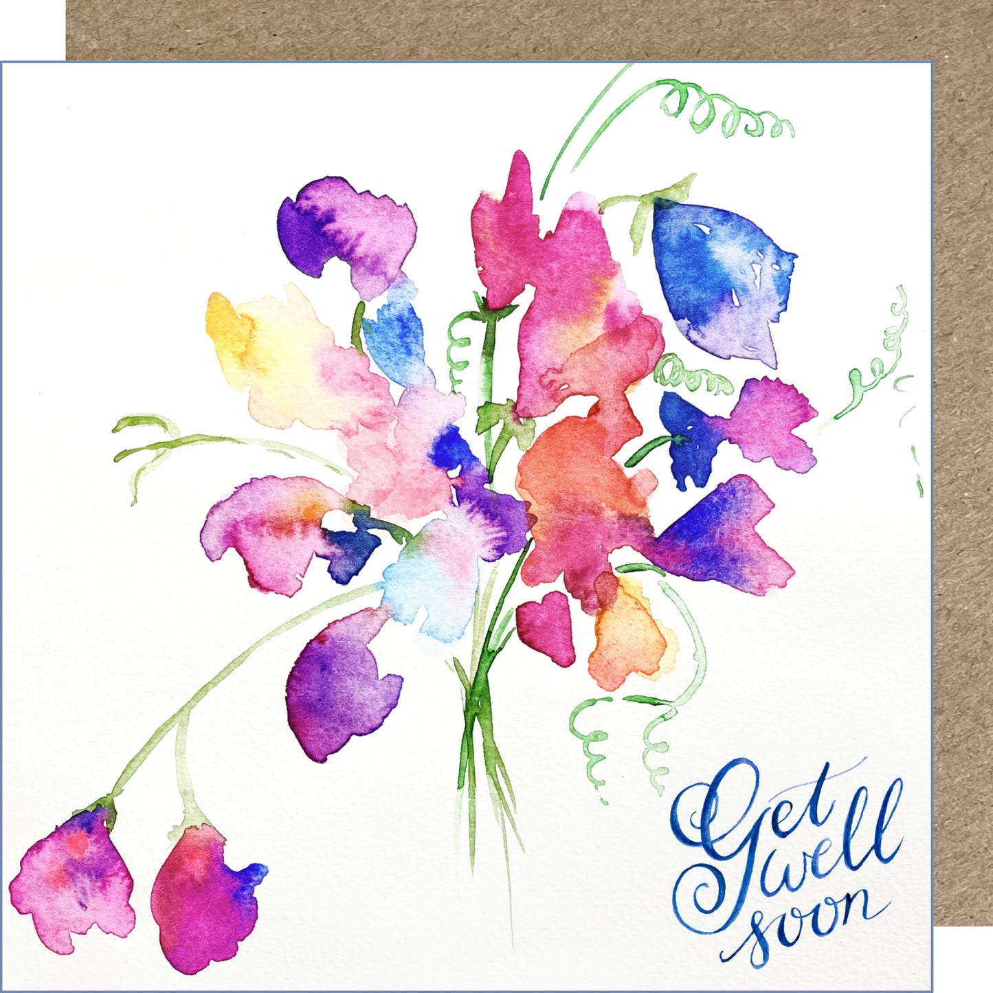 K59 Sweet Peas, Get Well Soon Greetings Card