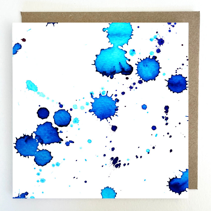 K80 Blue Splats Greetings Card