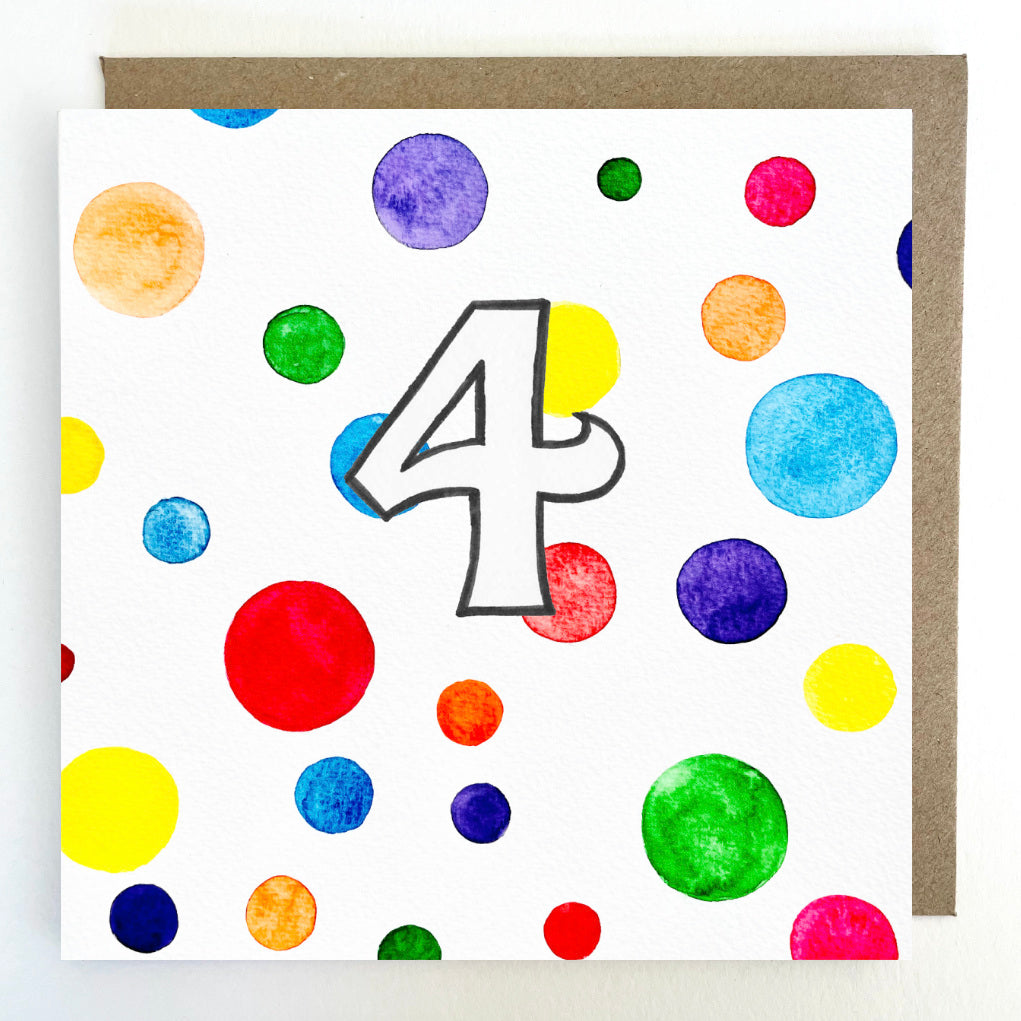 K94 Rainbow Spots - Age 4 Greetings Card
