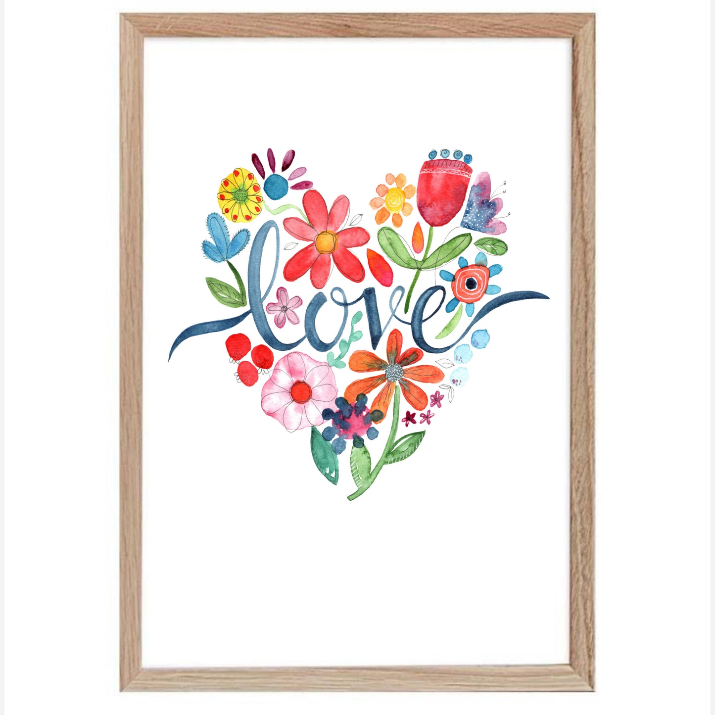 P02 'Love' Floral heart Digital Print