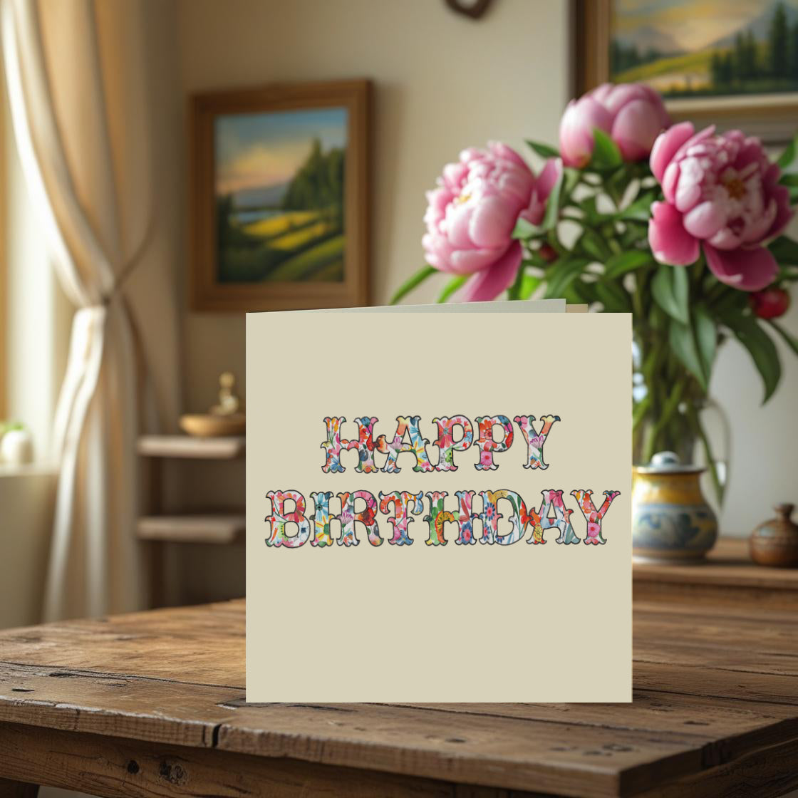 K304 Floral Happy Birthday Greetings Card