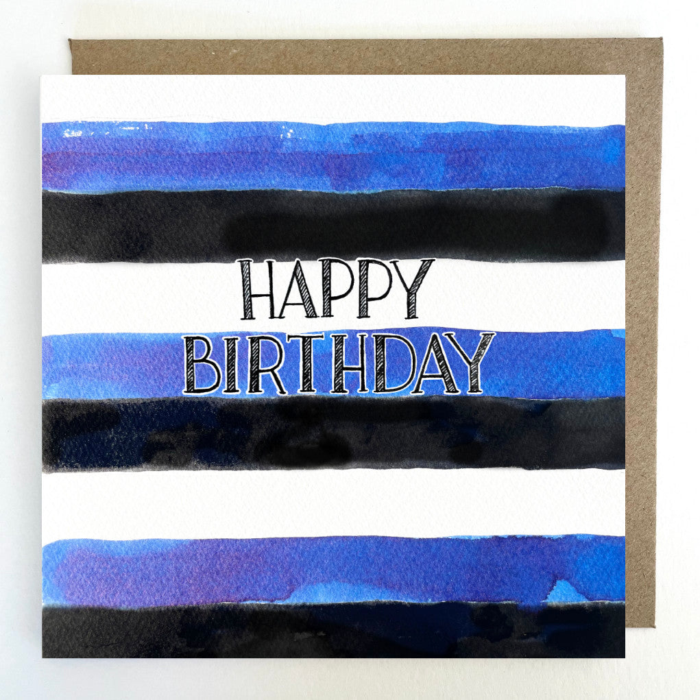 K101 Happy Birthday Bath Rugby Stripes Greetings Card
