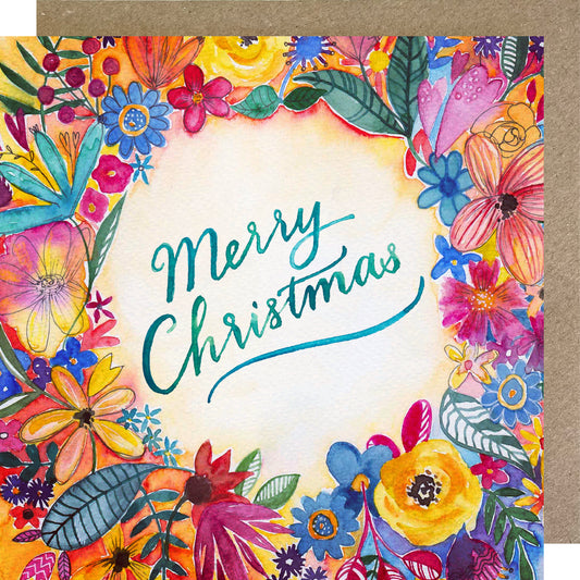 C03 Floral Ring Merry Christmas Greetings Card