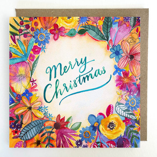 C03 Floral Ring Merry Christmas Greetings Card