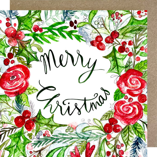C05 Festive Wreath, Merry Christmas Greetings Card