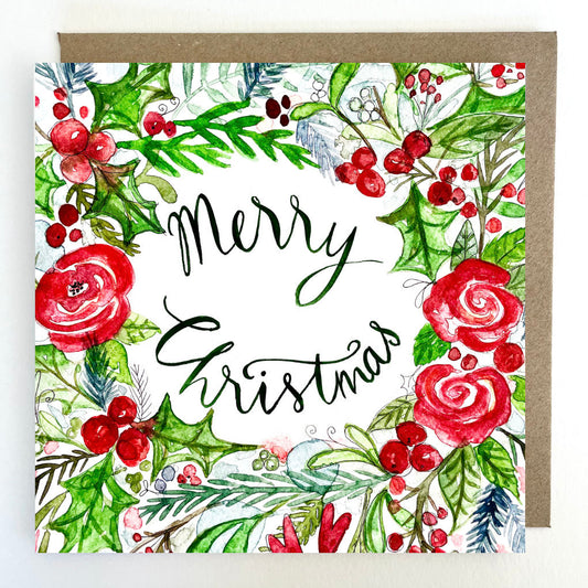 C05 Festive Wreath, Merry Christmas Greetings Card