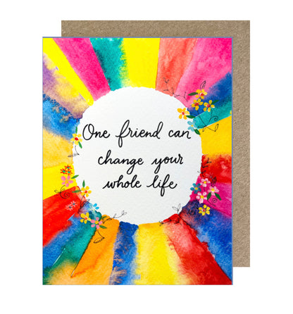 D195 'One friend can change your whole life' Rainbow Ring, Dinky Greetings Card