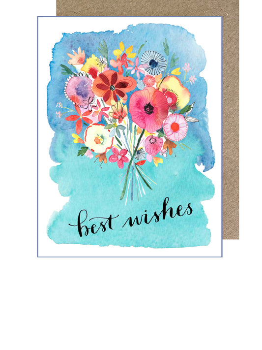 D196. Floral Bunch, Best Wishes Dinky Greetings Card