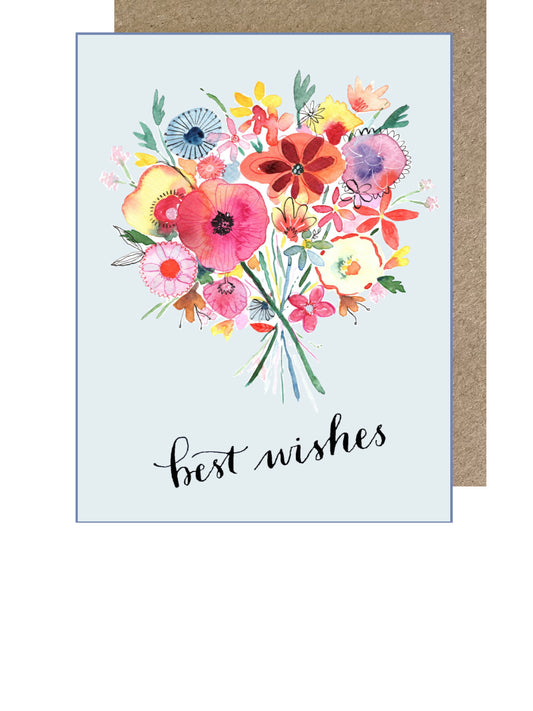 D198 'Best Wishes' Floral Bunch Dinky Greetings Card
