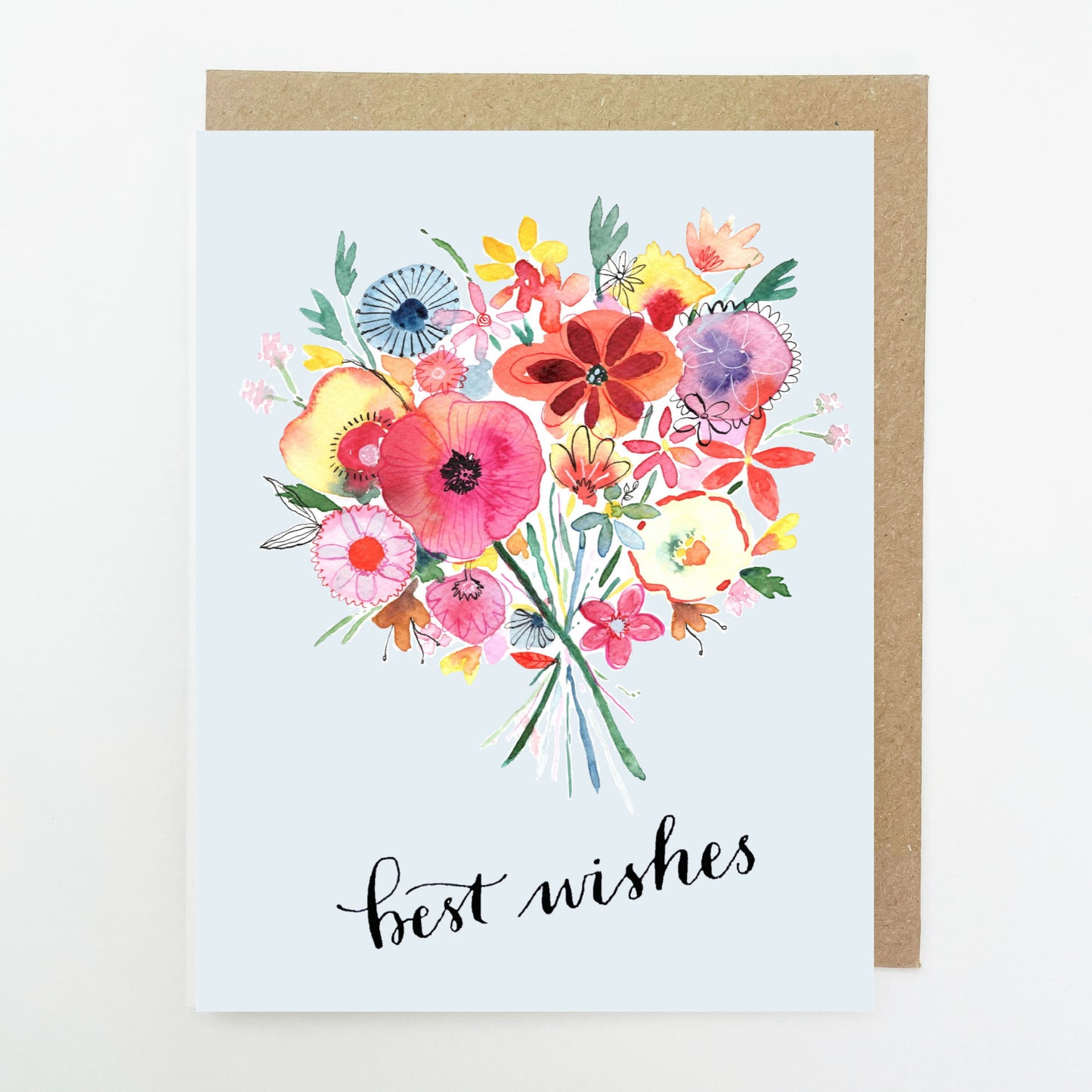 D198 'Best Wishes' Floral Bunch Dinky Greetings Card