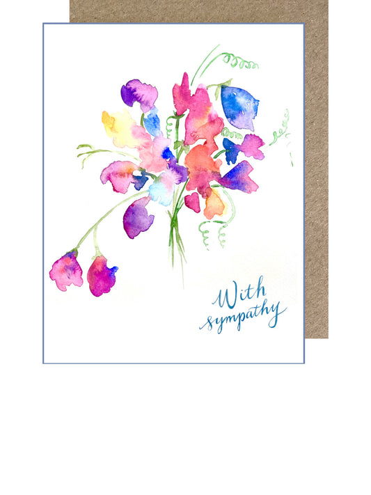 D199. Sweet Peas, with sympathy Dinky Greetings Card