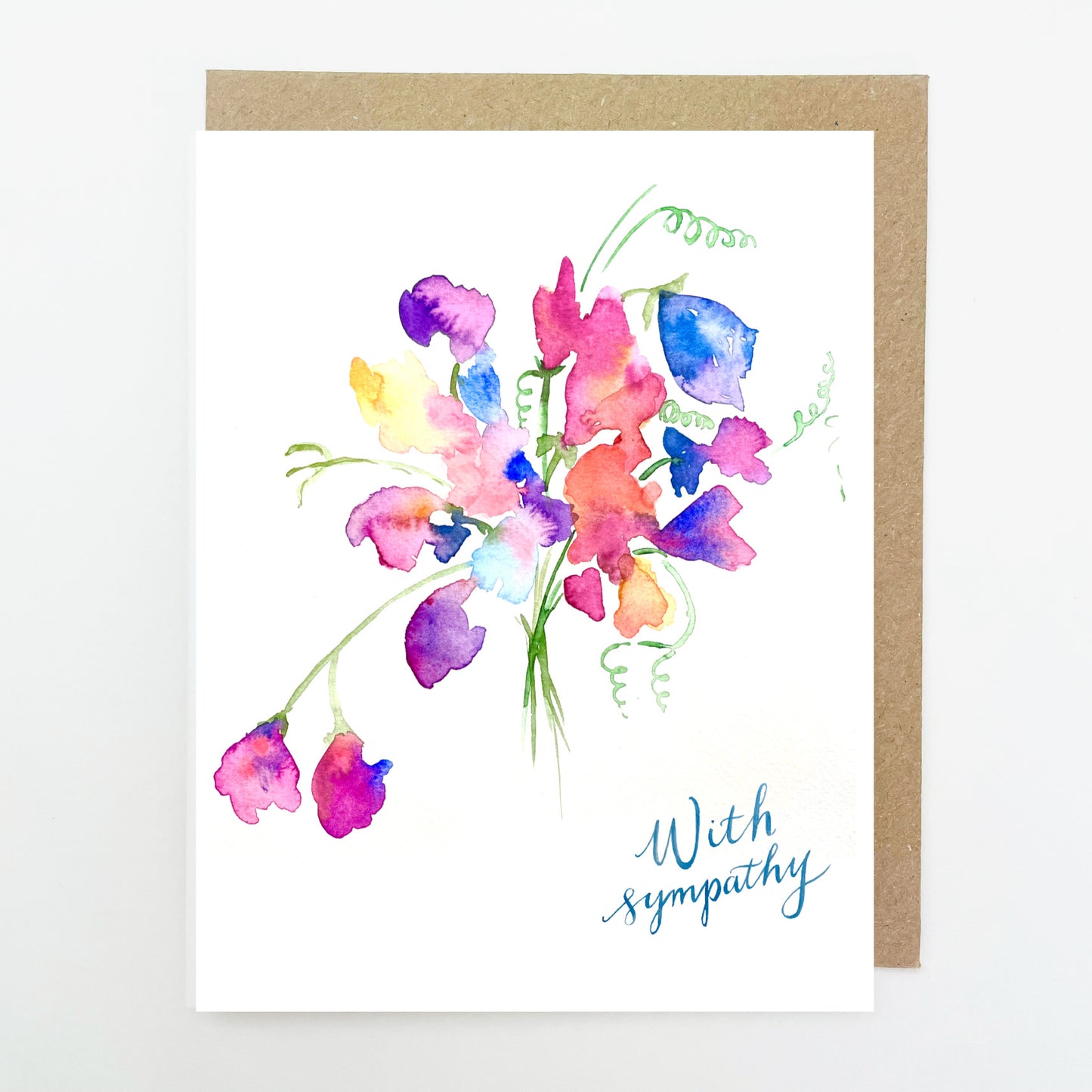 D199. Sweet Peas, with sympathy Dinky Greetings Card