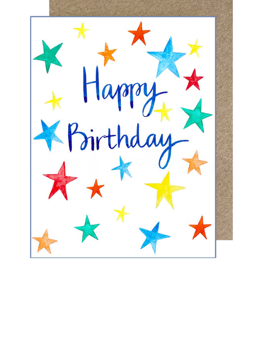 D200. Rainbow Stars, Happy Birthday Dinky Greetings Card