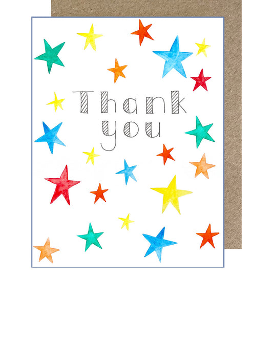 D201. Rainbow Stars, Thank you Dinky Greetings Card