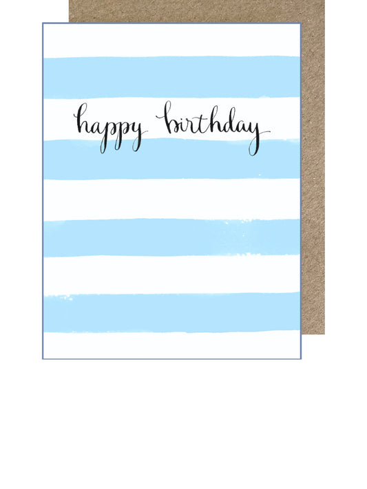 D204. Blue Stripes, Happy Birthday Dinky Greetings Card