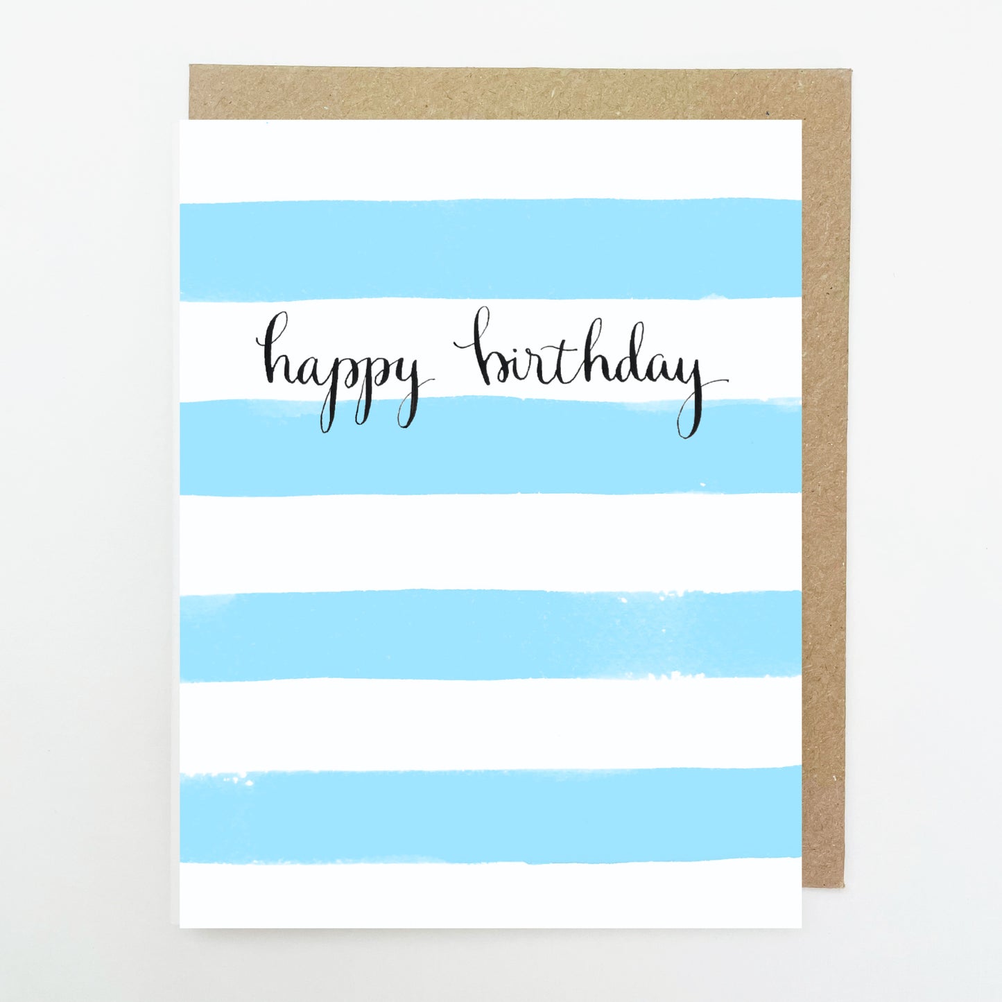 D204. Blue Stripes, Happy Birthday Dinky Greetings Card