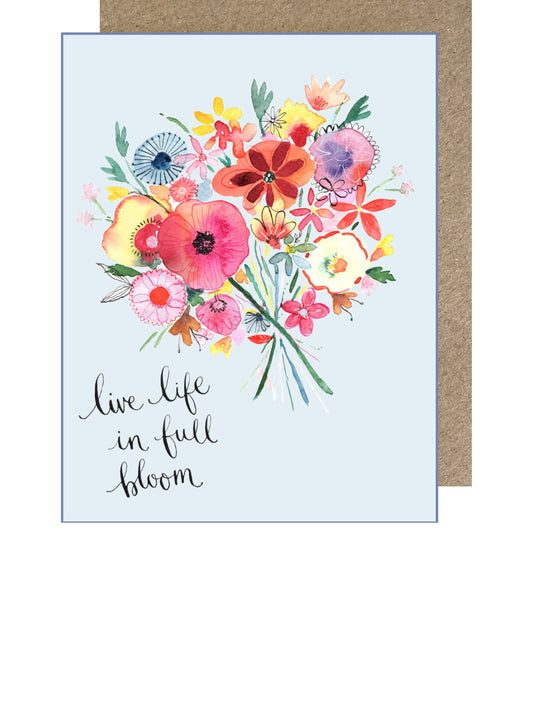D205. Floral Bunch, Live Life in Full Bloom Dinky Greetings Card