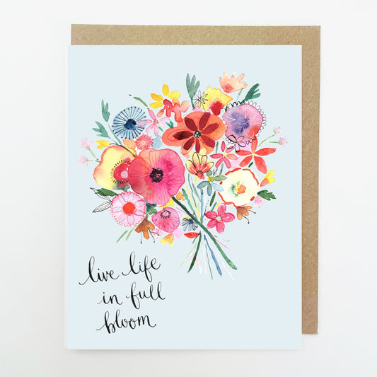 D205. Floral Bunch, Live Life in Full Bloom Dinky Greetings Card