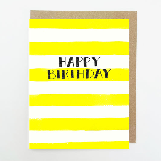 D209. Yellow stripes, Happy Birthday Dinky Greetings Card