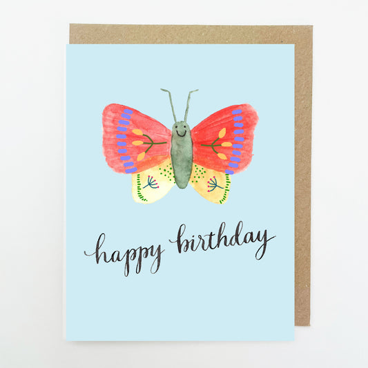 D245. Butterfly, Happy Birthday, Dinky Greetings Card