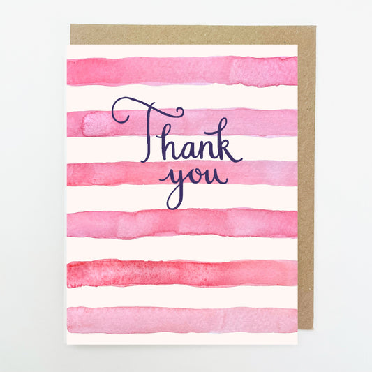 D252. Pink Stripe, Thank You Dinky Greetings Card