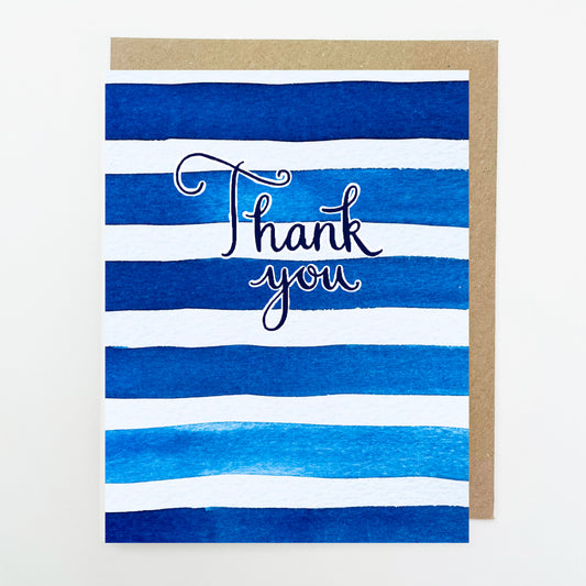 D253. Blue Stripe, Thank You Dinky Greetings Card