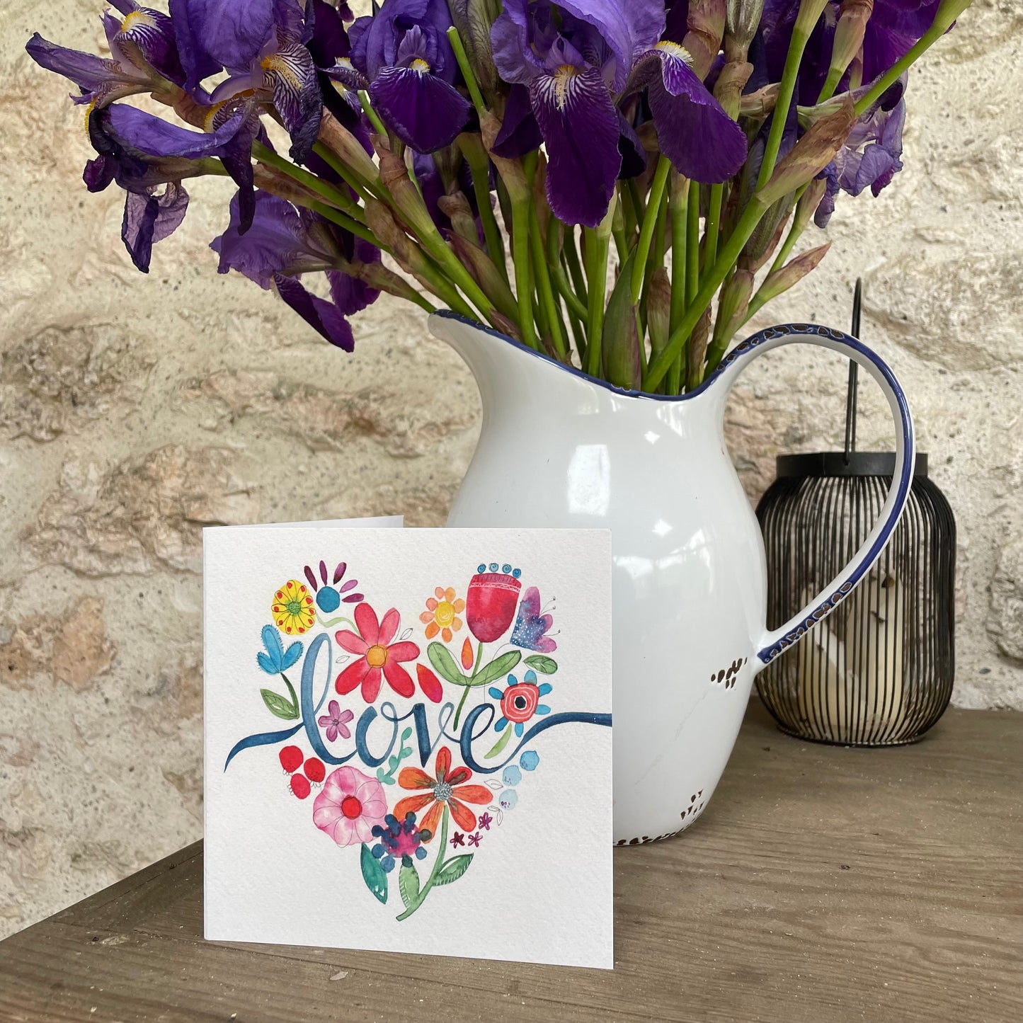 K20 Love Floral Heart Greetings Card