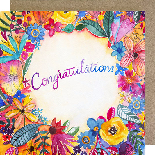 K03 Rainbow Floral Congratulations Greetings Card