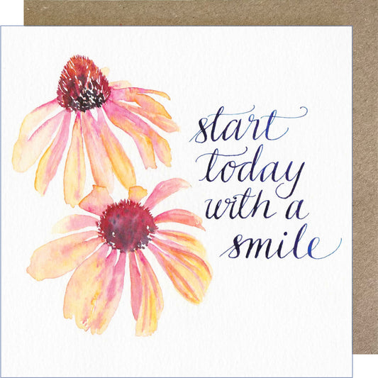 K04 Echinacea 'Start Today with a Smile' Greetings Card