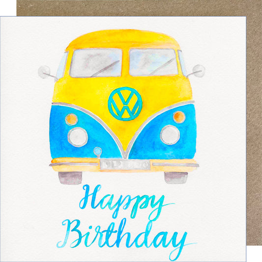 K05 Vee Dub Campervan Happy Birthday Greetings Card