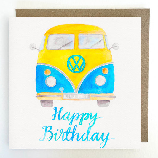 K05 Vee Dub Campervan Happy Birthday Greetings Card