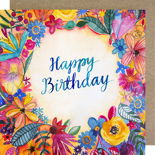 K10 Bright Floral Happy Birthday Greetings Card