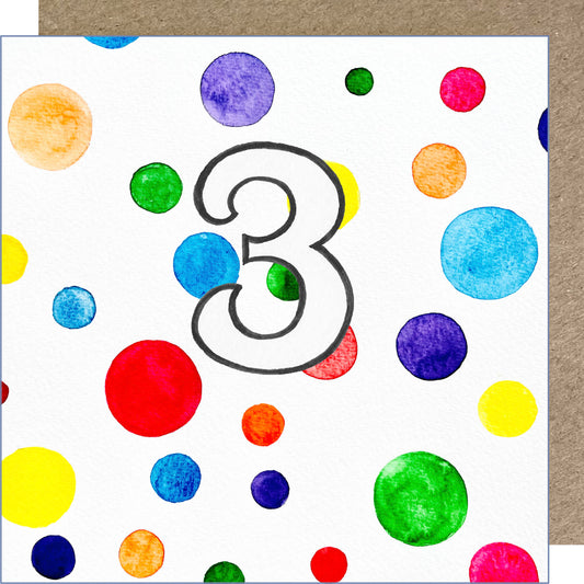 K100 Rainbow Spots - Age 3 Greetings Card